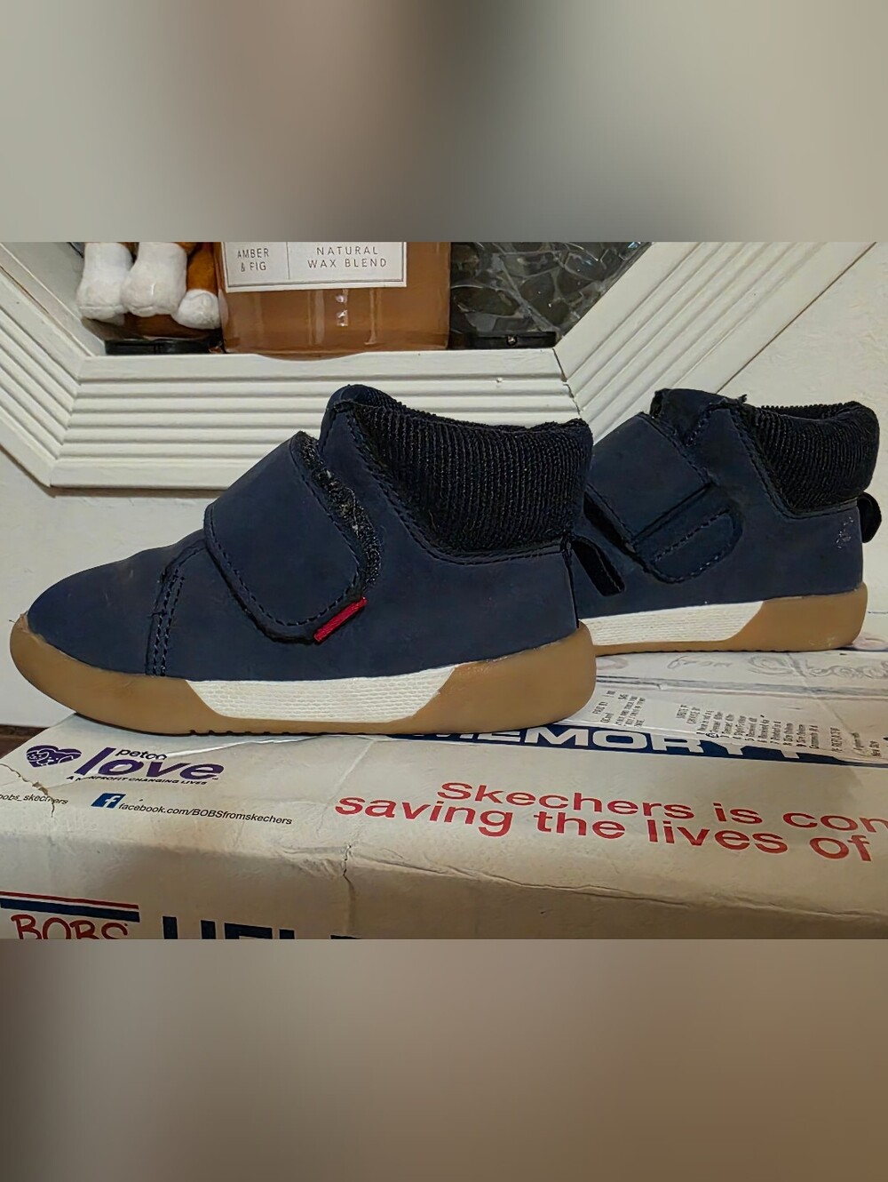 wonder nation Navy and Gum Kids Velcro Sneakers